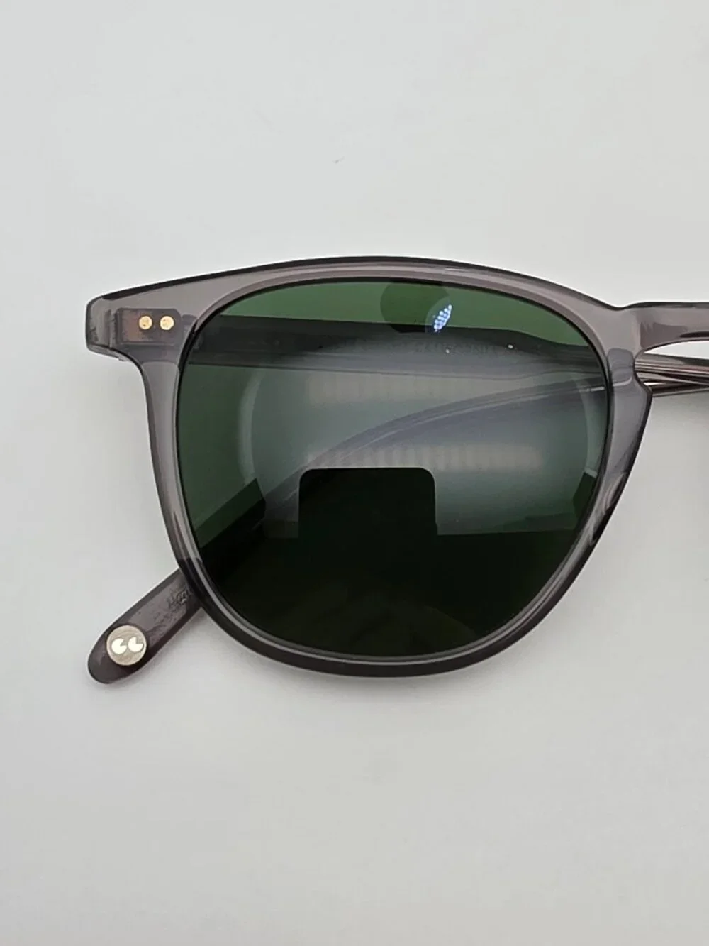 Garrett Leight Brooks Grey Frame Polarized Pure Green Lens Sunglasses w/ Case